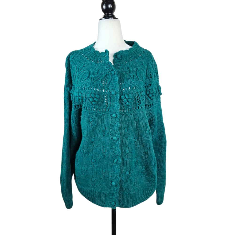Cape Isle Knitters Hand knitted Vintage  Ramie & cotton bobble jacket/ cardigan